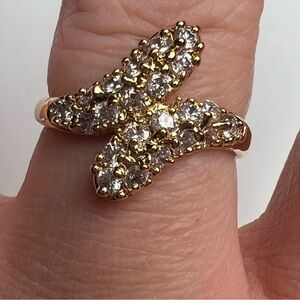 Diamond Simulant Gold Plated Ring, Size 8
